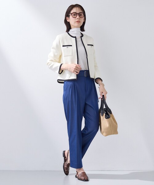 INDIVI（インディヴィ）の「【インナーとして使える／通気性◎】テレコジャージトップス（Tシャツ/カットソー・レディース・ライトグレー/ホワイト/ブラック・40/38/34）」の7枚目の写真