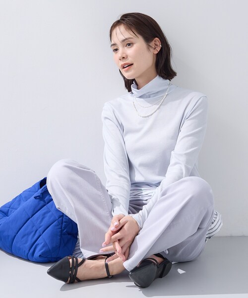 INDIVI（インディヴィ）の「【インナーとして使える／通気性◎】テレコジャージトップス（Tシャツ/カットソー・レディース・ライトグレー/ホワイト/ブラック・40/38/34）」の10枚目の写真