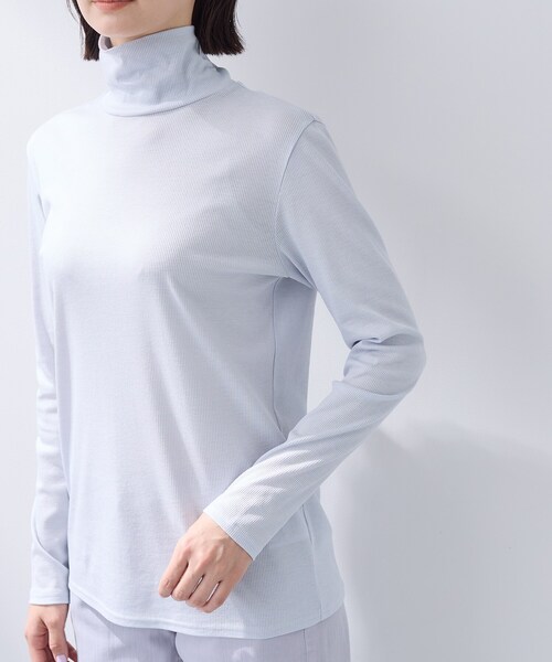 INDIVI（インディヴィ）の「【インナーとして使える／通気性◎】テレコジャージトップス（Tシャツ/カットソー・レディース・ライトグレー/ホワイト/ブラック・40/38/34）」の21枚目の写真