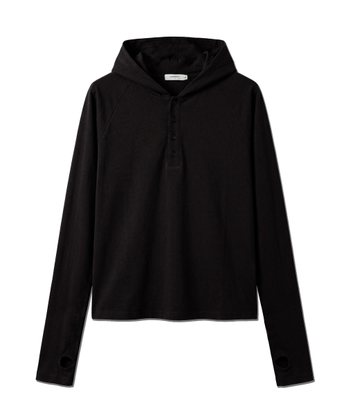 UNDEROFF(アンダーオフ)の「フィンガーホールクロップフードロングスリーブブラック(パーカー・メンズ・ブラック・X-LARGE/LARGE/MEDIUM)」の3枚目の写真