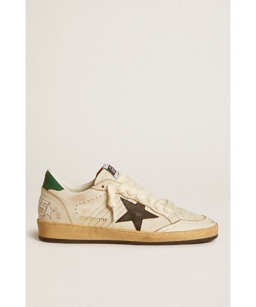 GOLDEN GOOSE（ゴールデングース）の「Ball Star レディース レザースター（ブラック）＆レザーヒールタブ（グリーン）（スニーカー・レディース・ホワイト×ブラック・36/37/38/40）」の4枚目の写真