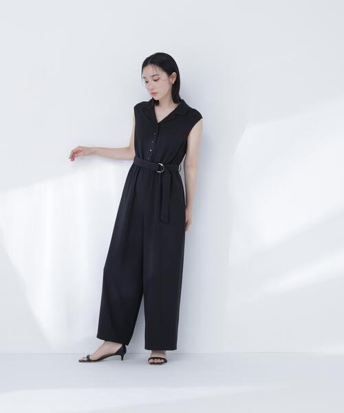 NATURAL BEAUTY BASIC(ナチュラルビューティーベーシック)の「開襟オールインワン(つなぎ/オールインワン・レディース・ブラウン/ブラック・P/S/MEDIUM)」の7枚目の写真
