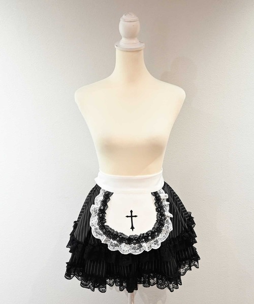 MA*RS(アメーバーマーズ)の「クロス刺繍レースエプロン付きフリルスカパン(スカート・レディース・グレー/ブラック/ブラック×ホワイト・FREE)」の18枚目の写真
