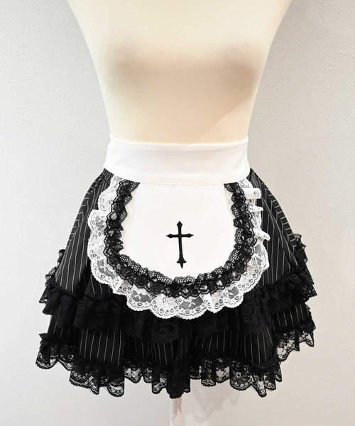 MA*RS(アメーバーマーズ)の「クロス刺繍レースエプロン付きフリルスカパン(スカート・レディース・グレー/ブラック/ブラック×ホワイト・FREE)」の19枚目の写真
