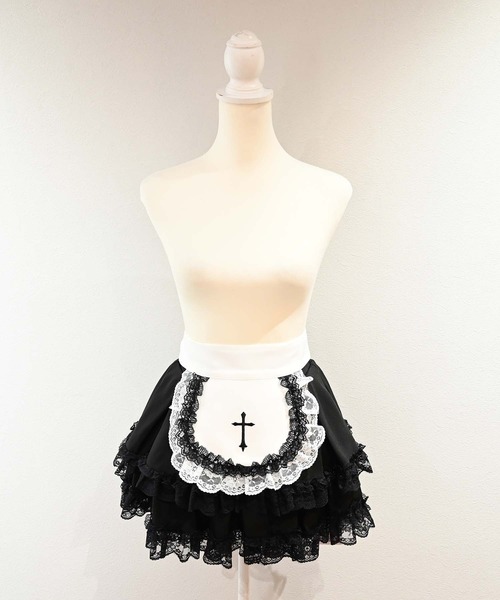 MA*RS(アメーバーマーズ)の「クロス刺繍レースエプロン付きフリルスカパン(スカート・レディース・グレー/ブラック/ブラック×ホワイト・FREE)」の13枚目の写真