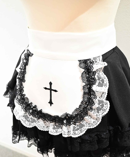 MA*RS(アメーバーマーズ)の「クロス刺繍レースエプロン付きフリルスカパン(スカート・レディース・グレー/ブラック/ブラック×ホワイト・FREE)」の15枚目の写真