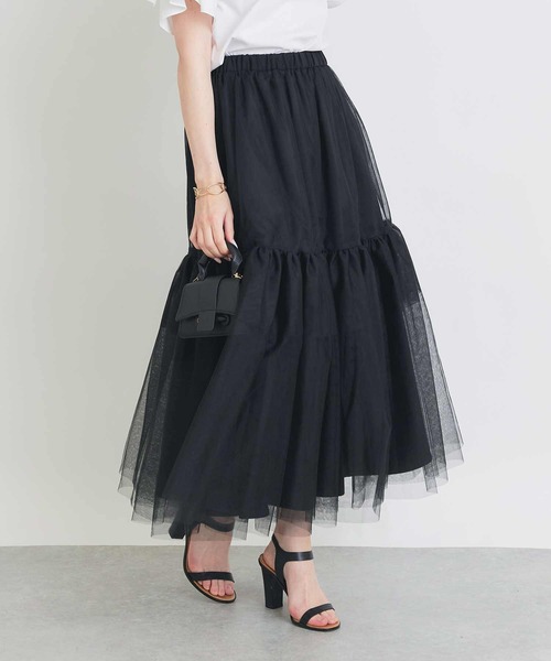 PICCIN PERLA（ピッチンペルラ）の「チュールボリュームスカート（スカート・レディース・オフホワイト/ブラック・M）」の2枚目の写真