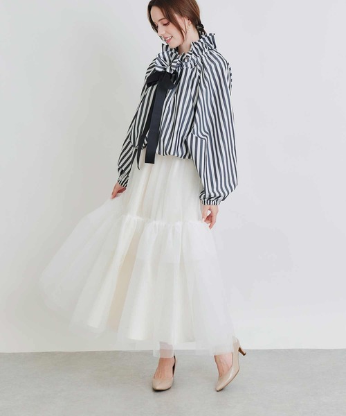 PICCIN PERLA（ピッチンペルラ）の「チュールボリュームスカート（スカート・レディース・オフホワイト/ブラック・M）」の14枚目の写真