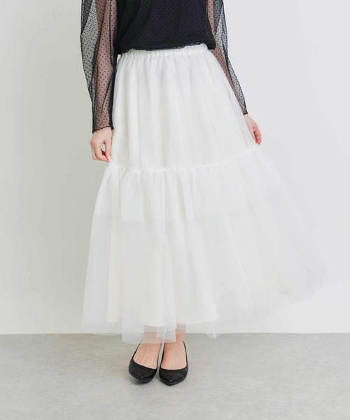 PICCIN PERLA（ピッチンペルラ）の「チュールボリュームスカート（スカート・レディース・オフホワイト/ブラック・M）」の20枚目の写真