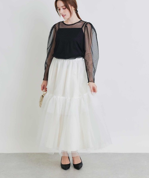 PICCIN PERLA（ピッチンペルラ）の「チュールボリュームスカート（スカート・レディース・オフホワイト/ブラック・M）」の17枚目の写真