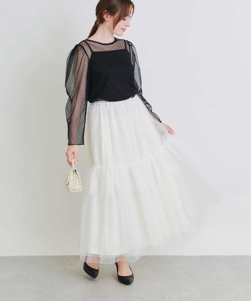 PICCIN PERLA（ピッチンペルラ）の「チュールボリュームスカート（スカート・レディース・オフホワイト/ブラック・M）」の16枚目の写真