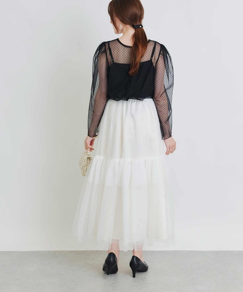 PICCIN PERLA（ピッチンペルラ）の「チュールボリュームスカート（スカート・レディース・オフホワイト/ブラック・M）」の15枚目の写真