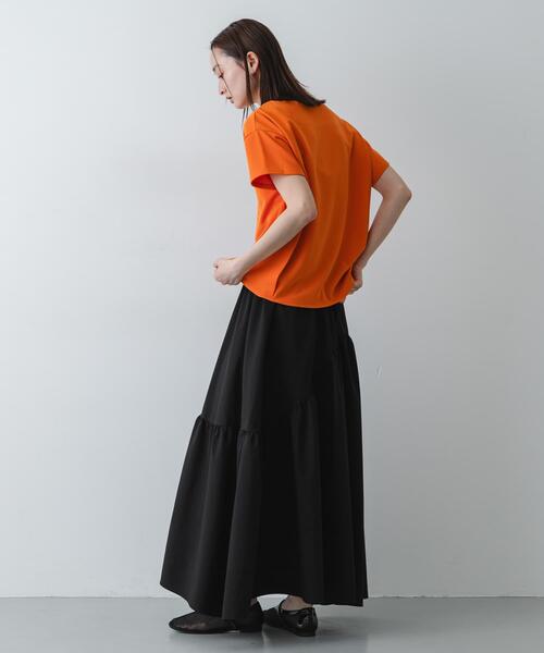 SENSE OF PLACE by URBAN RESEARCH（センスオブプレイスバイアーバンリサーチ）の「キーネックミラノリブTシャツ（Tシャツ/カットソー・レディース・オフホワイト/ホワイト系その他/ブラック/ブラウン/オレンジ・ONE）」の6枚目の写真