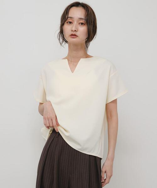 SENSE OF PLACE by URBAN RESEARCH(センスオブプレイスバイアーバンリサーチ)の「キーネックミラノリブTシャツ(Tシャツ/カットソー・レディース・オフホワイト/ホワイト系その他/ブラック/ブラウン/オレンジ・ONE)」の14枚目の写真