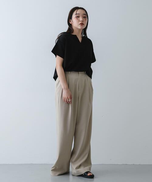 SENSE OF PLACE by URBAN RESEARCH（センスオブプレイスバイアーバンリサーチ）の「キーネックミラノリブTシャツ（Tシャツ/カットソー・レディース・オフホワイト/ホワイト系その他/ブラック/ブラウン/オレンジ・ONE）」の18枚目の写真