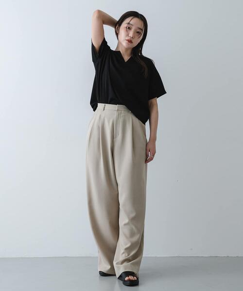 SENSE OF PLACE by URBAN RESEARCH（センスオブプレイスバイアーバンリサーチ）の「キーネックミラノリブTシャツ（Tシャツ/カットソー・レディース・オフホワイト/ホワイト系その他/ブラック/ブラウン/オレンジ・ONE）」の17枚目の写真