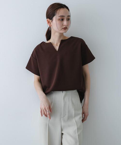 SENSE OF PLACE by URBAN RESEARCH（センスオブプレイスバイアーバンリサーチ）の「キーネックミラノリブTシャツ（Tシャツ/カットソー・レディース・オフホワイト/ホワイト系その他/ブラック/ブラウン/オレンジ・ONE）」の14枚目の写真