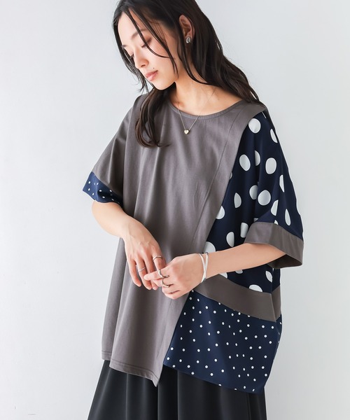 n'OrLABEL(ノアールレーベル)の「【接触冷感】ドット切替冷感カットソー(Tシャツ/カットソー・レディース・ブラック/チャコール・FREE)」の3枚目の写真