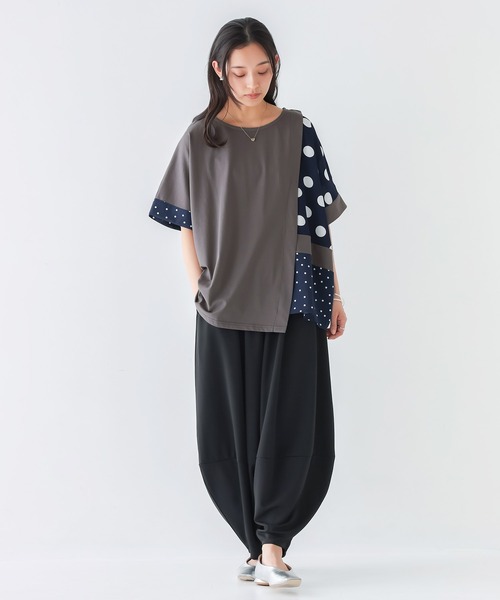n'OrLABEL(ノアールレーベル)の「【接触冷感】ドット切替冷感カットソー(Tシャツ/カットソー・レディース・ブラック/チャコール・FREE)」の4枚目の写真