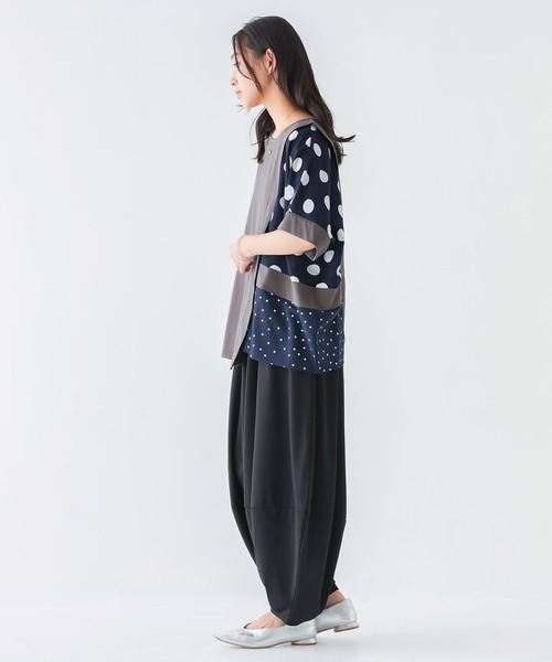 n'OrLABEL(ノアールレーベル)の「【接触冷感】ドット切替冷感カットソー(Tシャツ/カットソー・レディース・ブラック/チャコール・FREE)」の5枚目の写真