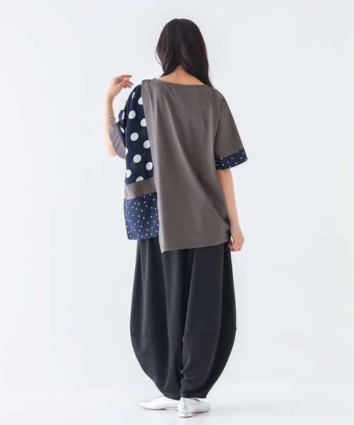 n'OrLABEL(ノアールレーベル)の「【接触冷感】ドット切替冷感カットソー(Tシャツ/カットソー・レディース・ブラック/チャコール・FREE)」の6枚目の写真