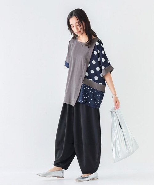 n'OrLABEL(ノアールレーベル)の「【接触冷感】ドット切替冷感カットソー(Tシャツ/カットソー・レディース・ブラック/チャコール・FREE)」の9枚目の写真