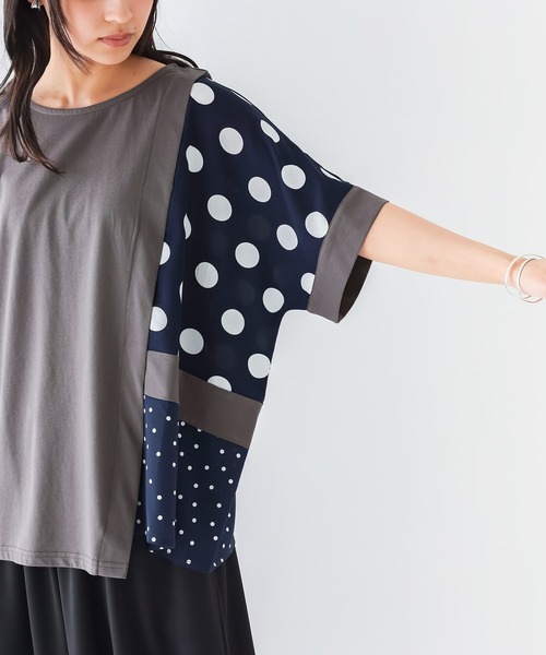 n'OrLABEL(ノアールレーベル)の「【接触冷感】ドット切替冷感カットソー(Tシャツ/カットソー・レディース・ブラック/チャコール・FREE)」の10枚目の写真