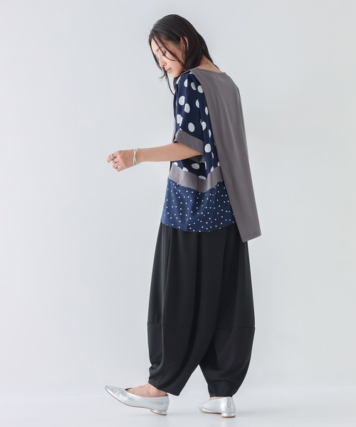 n'OrLABEL(ノアールレーベル)の「【接触冷感】ドット切替冷感カットソー(Tシャツ/カットソー・レディース・ブラック/チャコール・FREE)」の13枚目の写真