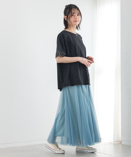 n'OrLABEL(ノアールレーベル)の「【接触冷感】ドット切替冷感カットソー(Tシャツ/カットソー・レディース・ブラック/チャコール・FREE)」の15枚目の写真