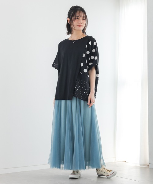 n'OrLABEL(ノアールレーベル)の「【接触冷感】ドット切替冷感カットソー(Tシャツ/カットソー・レディース・ブラック/チャコール・FREE)」の16枚目の写真