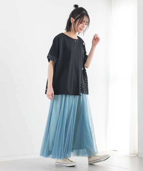 n'OrLABEL(ノアールレーベル)の「【接触冷感】ドット切替冷感カットソー(Tシャツ/カットソー・レディース・ブラック/チャコール・FREE)」の17枚目の写真
