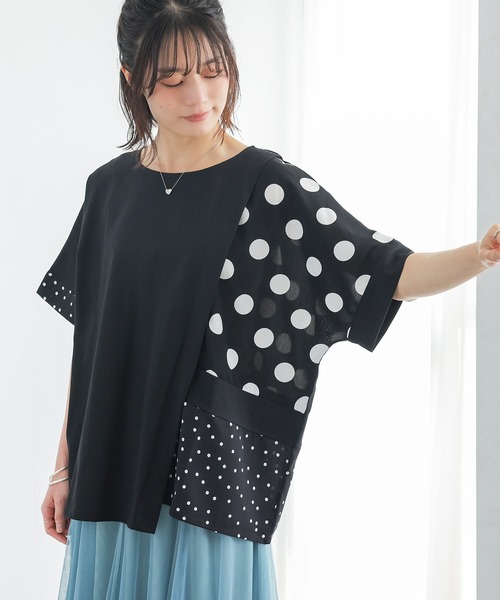 n'OrLABEL(ノアールレーベル)の「【接触冷感】ドット切替冷感カットソー(Tシャツ/カットソー・レディース・ブラック/チャコール・FREE)」の18枚目の写真