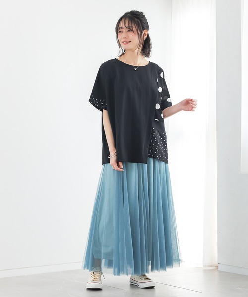 n'OrLABEL(ノアールレーベル)の「【接触冷感】ドット切替冷感カットソー(Tシャツ/カットソー・レディース・ブラック/チャコール・FREE)」の19枚目の写真