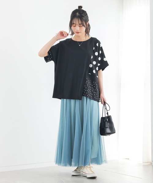 n'OrLABEL(ノアールレーベル)の「【接触冷感】ドット切替冷感カットソー(Tシャツ/カットソー・レディース・ブラック/チャコール・FREE)」の20枚目の写真