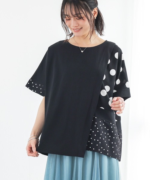 n'OrLABEL(ノアールレーベル)の「【接触冷感】ドット切替冷感カットソー(Tシャツ/カットソー・レディース・ブラック/チャコール・FREE)」の21枚目の写真