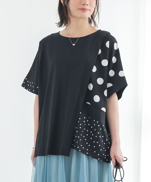 n'OrLABEL(ノアールレーベル)の「【接触冷感】ドット切替冷感カットソー(Tシャツ/カットソー・レディース・ブラック/チャコール・FREE)」の14枚目の写真