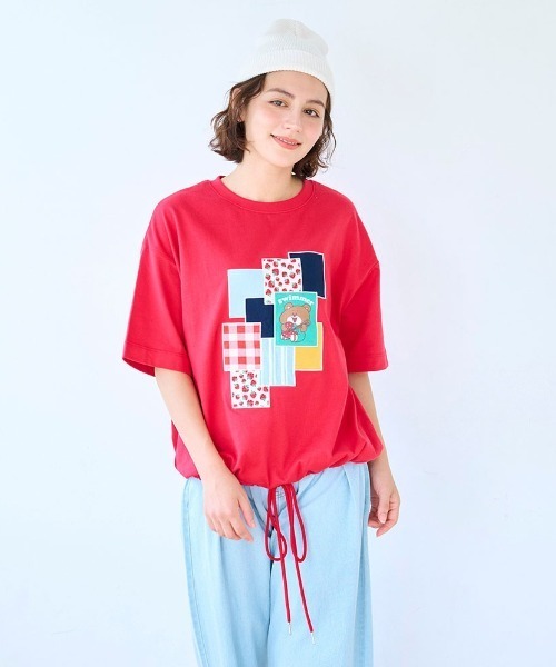 Belle Maison(ベルメゾン)の「SWIMMERコラボ ドロストレディース五分袖Tシャツ(Tシャツ/カットソー・レディース・レッド/ネイビー・M-L)」の2枚目の写真