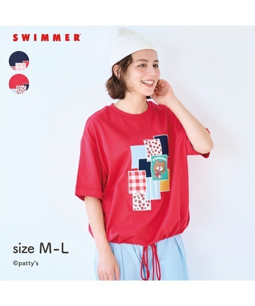 Belle Maison(ベルメゾン)の「SWIMMERコラボ ドロストレディース五分袖Tシャツ(Tシャツ/カットソー・レディース・レッド/ネイビー・M-L)」の3枚目の写真