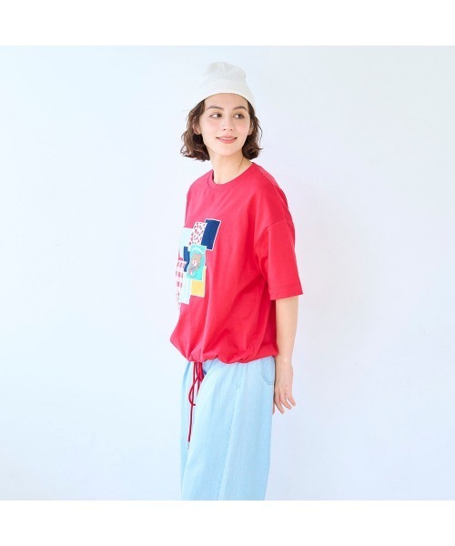 Belle Maison(ベルメゾン)の「SWIMMERコラボ ドロストレディース五分袖Tシャツ(Tシャツ/カットソー・レディース・レッド/ネイビー・M-L)」の4枚目の写真