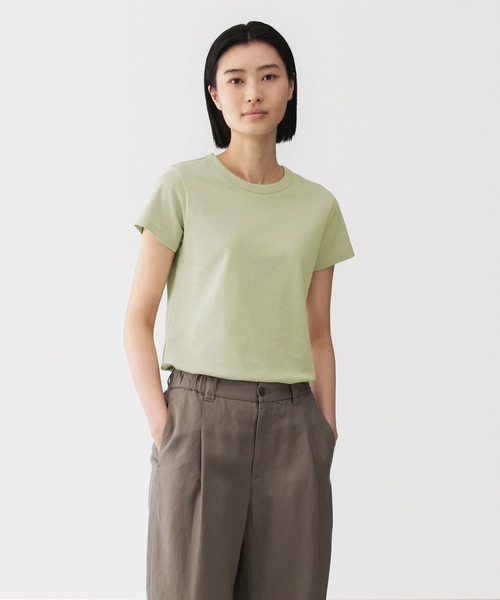 MUJI Labo(ムジラボ)の「〔MUJI Labo〕婦人 リネン混半袖Tシャツ(Tシャツ/カットソー・レディース・ライトグレー/グリーン系/ブラック/オフホワイト・S/M/L/XL)」の4枚目の写真