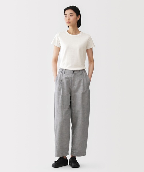 MUJI Labo(ムジラボ)の「〔MUJI Labo〕婦人 リネン混半袖Tシャツ(Tシャツ/カットソー・レディース・ライトグレー/グリーン系/ブラック/オフホワイト・S/M/L/XL)」の1枚目の写真