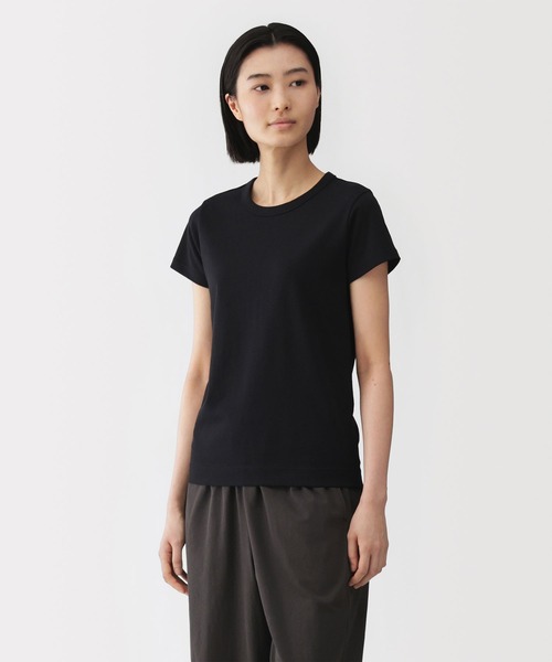 MUJI Labo(ムジラボ)の「〔MUJI Labo〕婦人 リネン混半袖Tシャツ(Tシャツ/カットソー・レディース・ライトグレー/グリーン系/ブラック/オフホワイト・S/M/L/XL)」の2枚目の写真