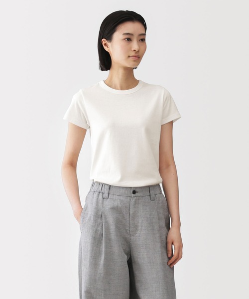 MUJI Labo(ムジラボ)の「〔MUJI Labo〕婦人 リネン混半袖Tシャツ(Tシャツ/カットソー・レディース・ライトグレー/グリーン系/ブラック/オフホワイト・S/M/L/XL)」の5枚目の写真