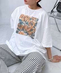 AS KNOW AS plus | 〇アートフラワー半袖Tシャツ(Tシャツ/カットソー)