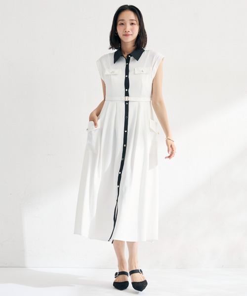 MISCH MASCH(ミッシュマッシュ)の「2026春夏新作 配色襟フレンチシャツワンピース(シャツワンピース・レディース・ホワイト/カーキ/ネイビー・M/S)」の15枚目の写真