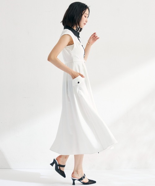 MISCH MASCH(ミッシュマッシュ)の「2026春夏新作 配色襟フレンチシャツワンピース(シャツワンピース・レディース・ホワイト/カーキ/ネイビー・M/S)」の16枚目の写真
