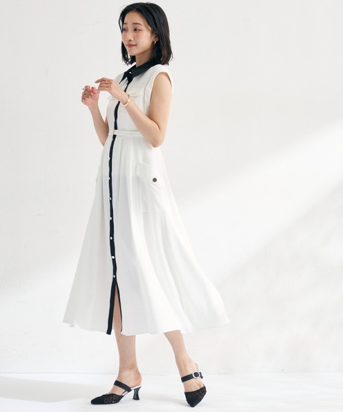MISCH MASCH(ミッシュマッシュ)の「2026春夏新作 配色襟フレンチシャツワンピース(シャツワンピース・レディース・ホワイト/カーキ/ネイビー・M/S)」の18枚目の写真