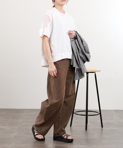 BRODIAEA(ブローディア)の「BRODIAEA ドロップショルダー切替カットソープルオーバー 半端袖(Tシャツ/カットソー・レディース・オフホワイト/グレイッシュベージュ/ブラック/ライトグリーン・40)」の17枚目の写真