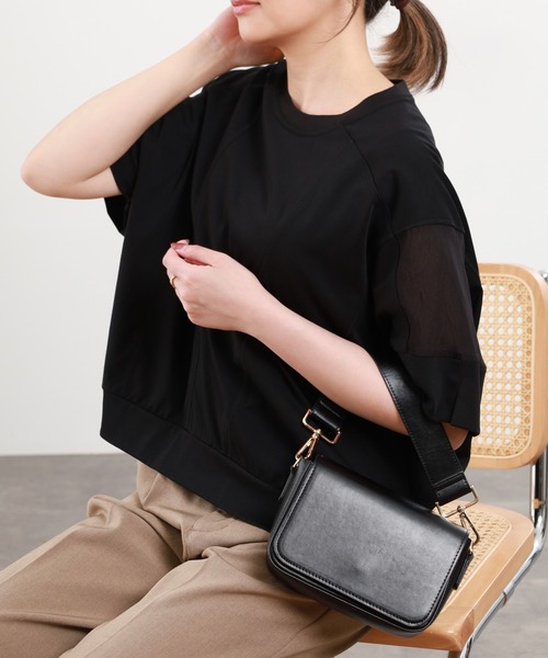 BRODIAEA(ブローディア)の「BRODIAEA ドロップショルダー切替カットソープルオーバー 半端袖(Tシャツ/カットソー・レディース・オフホワイト/グレイッシュベージュ/ブラック/ライトグリーン・40)」の19枚目の写真