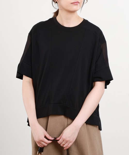 BRODIAEA(ブローディア)の「BRODIAEA ドロップショルダー切替カットソープルオーバー 半端袖(Tシャツ/カットソー・レディース・オフホワイト/グレイッシュベージュ/ブラック/ライトグリーン・40)」の20枚目の写真